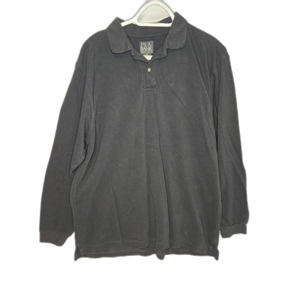Jos. A. Bank Classic Collection Long Sleeve Polo | Men's Size Medium Black Shirt